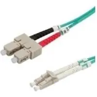 Value Fibre Optic Jumper Cable, 50/125µm, LC/SC, OM3, turquoise 1 m
