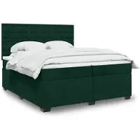 vidaXL Lit boxspring avec matelas vert foncé 200x200 cm velours