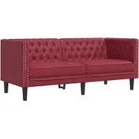 vidaXL Ensemble de canapé Chesterfield 3 pièces vin rouge similicuir