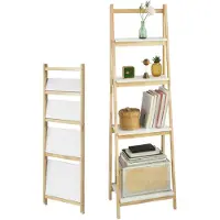 SoBuy Étagère décorative - - 4 planches incluses - Pliable - 34 x 42 x 140 cm - Bois d'hévéa