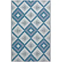 Homescapes Tapis d'extérieur résistant aux intempéries, bleu et blanc, 120 x 180 cm, tapis de jardin Mia à motifs géométriques, tapis de balcon réversible