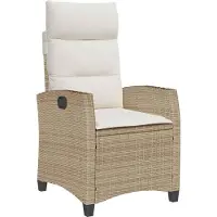 vidaXL Fauteuil de jardin avec table d'appoint Réglable Beige Poly Rattan