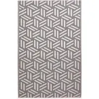 Homescapes Tapis d'extérieur résistant aux intempéries, gris et blanc, 150 x 240 cm, tapis de jardin Luna à motifs géométriques, tapis de balcon réversible