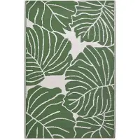 Homescapes Tapis d'extérieur résistant aux intempéries, vert et blanc, 150 x 240 cm, tapis de jardin Ada à motifs floraux, tapis de balcon réversible
