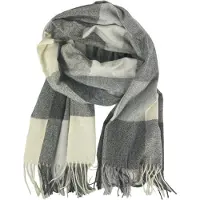 Kumixi Écharpe 'Fransen' gris / blanc cassé