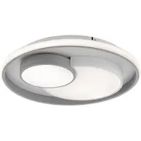 Wofi Plafonnier LED, gris blanc, variateur d'intensité 3 niveaux, D 50 cm