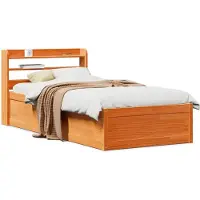 vidaXL Lit en bois massif avec tête de lit brun cireux 75x190 cm pin
