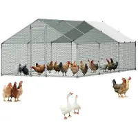 Vevor Enclos Poulailler en Métal 3 x 6 x 2 m Parc à Poules Grillagé avec Couverture