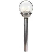 SMART GARDEN Firefly Opale - Lot de 4 lampes solaires à piquet, LED, boule en verre opale, acier inoxydable, IP44, capteur crépusculaire, 47 x 10 cm