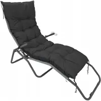 AIO Factory Coussin de jardin 180x50 cm pour chaise longue, banc, balançoire, imperméable, noir