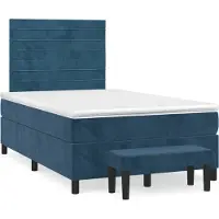 vidaXL Lit boxspring avec matelas bleu foncé 120x190 cm velours