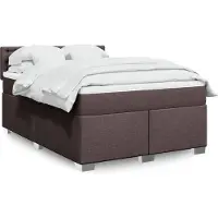vidaXL Lit boxspring avec matelas Marron foncé 140x200 cm Tissu