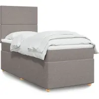 vidaXL Lit boxspring avec matelas Taupe 100x200 cm Tissu