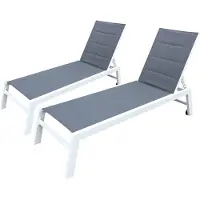 Happy Garden Lot De 2 Bains De Soleil Barbados En Textilène Gris - Aluminium Blanc
