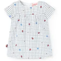 Boboli Poplin Check Short Sleeve Dress Blanc 12 Months Fille