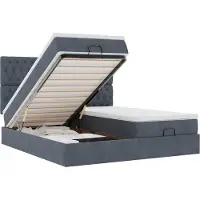 vidaXL Ottoman-lit avec matelas & LEDs gris foncé 160x200 cm velours