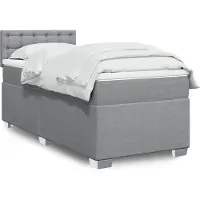 vidaXL Lit boxspring avec matelas gris clair 100x200 cm Tissu
