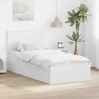 vidaXL Cadre de lit avec tête de lit Blanc 90 x 190 cm Bois composite