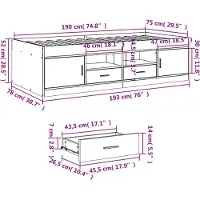 vidaXL Lit de jour avec tiroirs sans matelas Gris Sonoma 75x190 cm