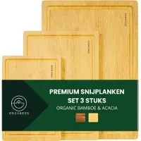 Organess 3-Piece Cutting Board Set (38x25.3 / 30.5x20 / 23x15.2 cm) - Pour la cuisine, planches à découper, planches de service, planches à fromage, planches à boire et planches à tapas - Planche à