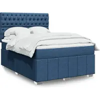 vidaXL Lit boxspring avec matelas bleu 140x200 cm Tissu