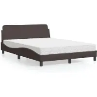 vidaXL Lit avec matelas "Dover" brun foncé 140x190 cm Tissu