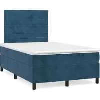 vidaXL Lit boxspring avec matelas bleu foncé 120x190 cm velours