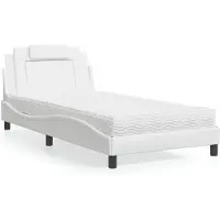 vidaXL Lit "Viana" avec matelas Blanc 100x200 cm Similicuir
