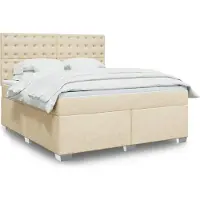 vidaXL Lit boxspring avec matelas Crème 180x200 cm Tissu