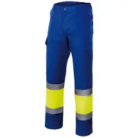 VELILLA Pantalon bicolore haute visibilité Bleu Royal / Jaune S