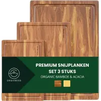 Organess 3-Piece Cutting Board Set (38x25.3 / 30.5x20 / 23x15.2 cm) - Pour la cuisine, planches à découper, planches à servir, planches à fromage, planches à boire et planches à tapas - Planche à
