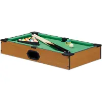 Merkloos billard de table - comprenant 2 queues - 16 boules - triangle et craie - 51 x 31 cm - aspect bois - vert