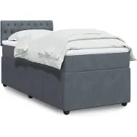 vidaXL Lit boxspring avec matelas gris foncé 90x190 cm velours