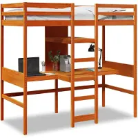 vidaXL Lit surélevé avec bureau & rangements Marron 90x200 cm Pin