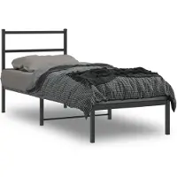 vidaXL Cadre de lit avec tête de lit en métal noir 75x190 cm