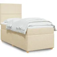 vidaXL Lit boxspring avec matelas Crème 100x200 cm Tissu