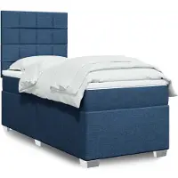 vidaXL Lit boxspring avec matelas bleu 90x200 cm Tissu