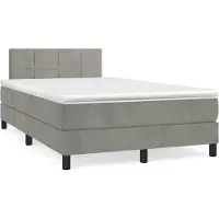 vidaXL Lit boxspring avec matelas gris clair 120x190 cm velours