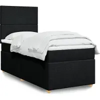 vidaXL Lit boxspring avec matelas noir 90x200 cm Tissu