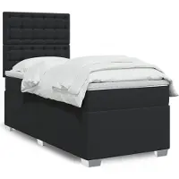 vidaXL Lit boxspring avec matelas noir 100x200 cm similicuir