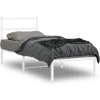 vidaXL Lit métallique sans matelas avec tête de lit blanc 75x190 cm