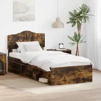 vidaXL Cadre de lit Chêne fumé 90 x 190 cm Pin massif