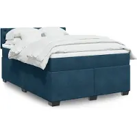 vidaXL Lit boxspring avec matelas bleu foncé 140x190 cm velours