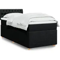 vidaXL Lit Boxspring avec matelas Tissu noir