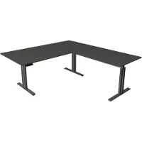 Kerkmann Move 3 elegant höhenverstellbarer Schreibtisch anthrazit rechteckig T-Fuss-Gestell grau 200