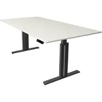 Kerkmann Büromöbelfabrik Move 3 elegant höhenverstellbarer Schreibtisch weiss rechteckig T-Fuss-Gestell grau 200,0 x