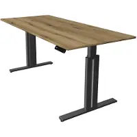 Kerkmann Move 3 elegant höhenverstellbarer Schreibtisch eiche rechteckig T-Fuss-Gestell grau 180,0 x