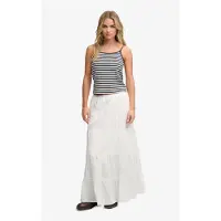 Superdry pour femme. W7210412A Jupe Tiered Maxi blanc cassé (XS), Casuel, Coton