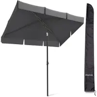 LifeGoods Parasol - - 30° inclinable - Imperméable - Avec housse - 200x125cm - Gris foncé