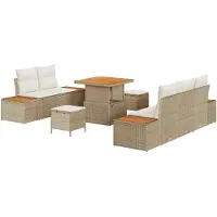 vidaXL Ensemble de canapé de jardin avec coussins 8 pcs Beige et Crème